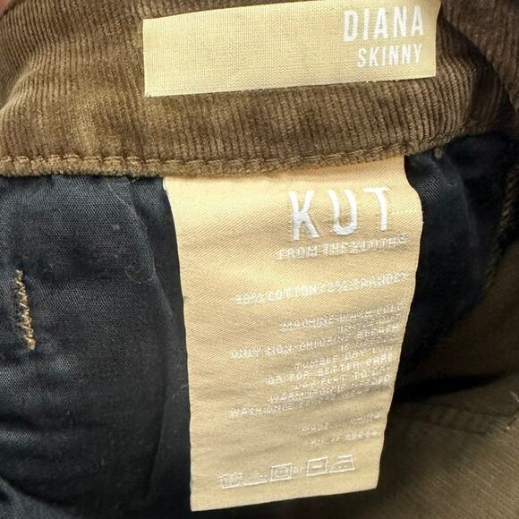 Kut from the Kloth Diana Corduroy Skinny Pants Brown Women's Size 16 - Picture 5 of 5